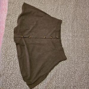 Plus Size Olive Brown Ribbed Fabric Skirt - 1XL